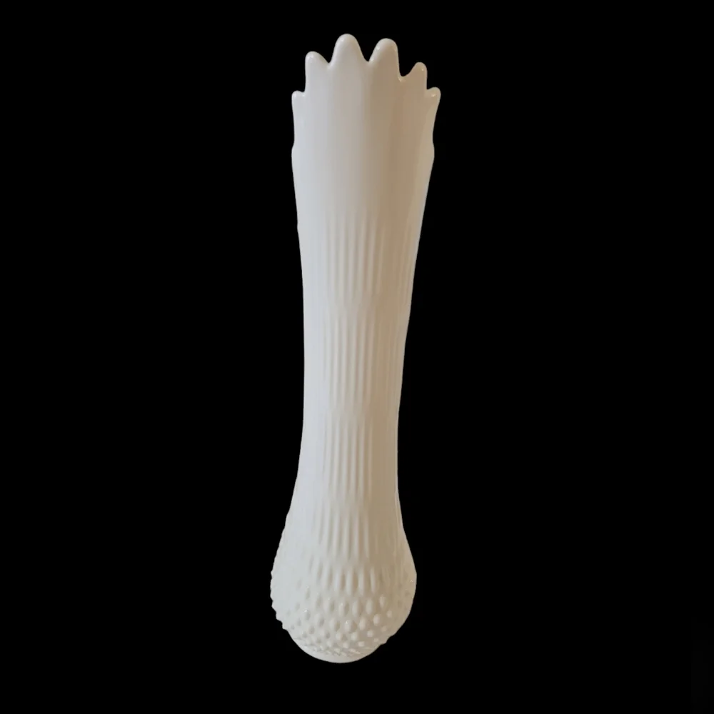 Vintage Fenton Hobnail Milk Glass Swung Vase